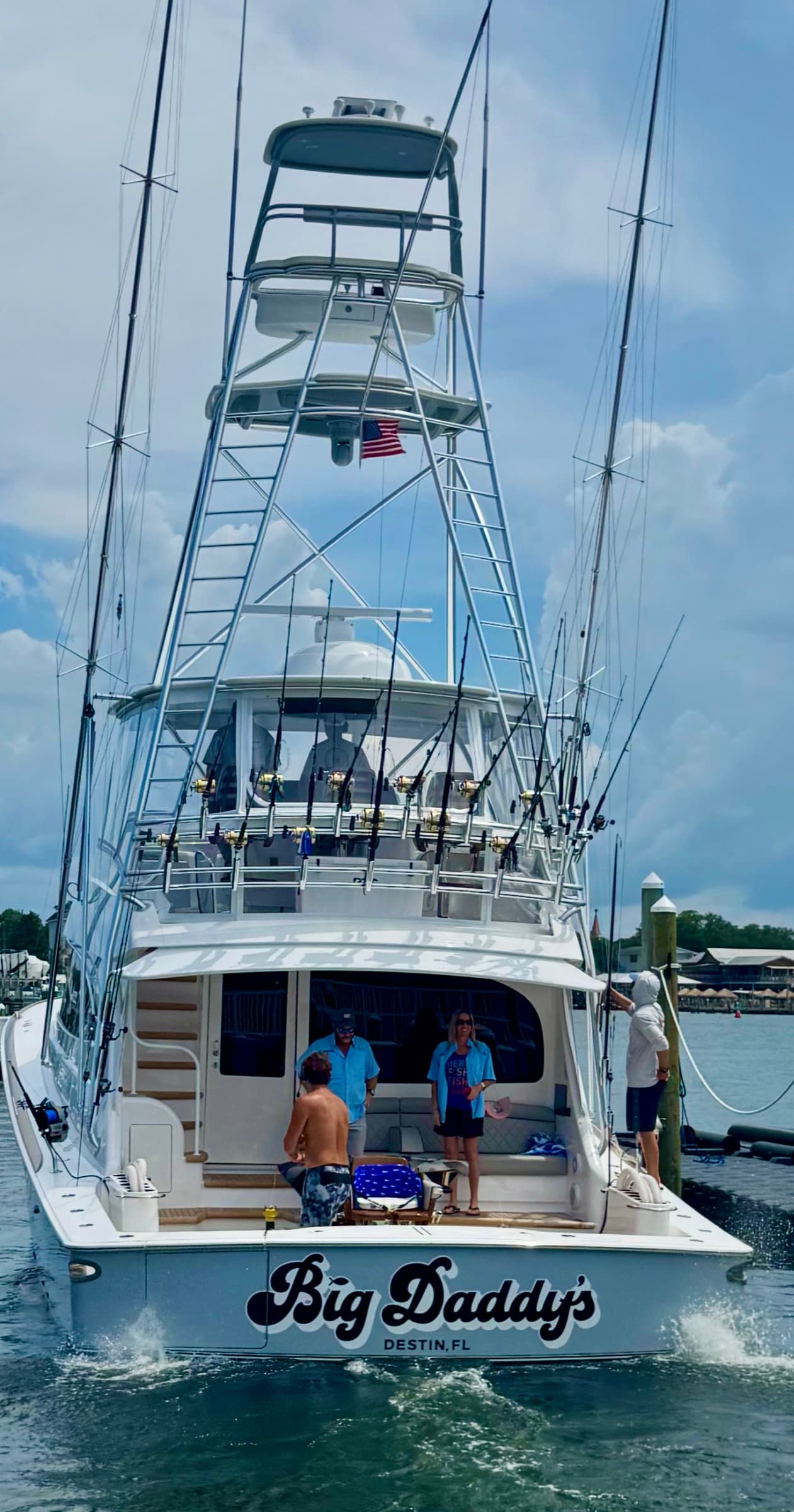Big Daddy's from the water — tower, deck, full profile
