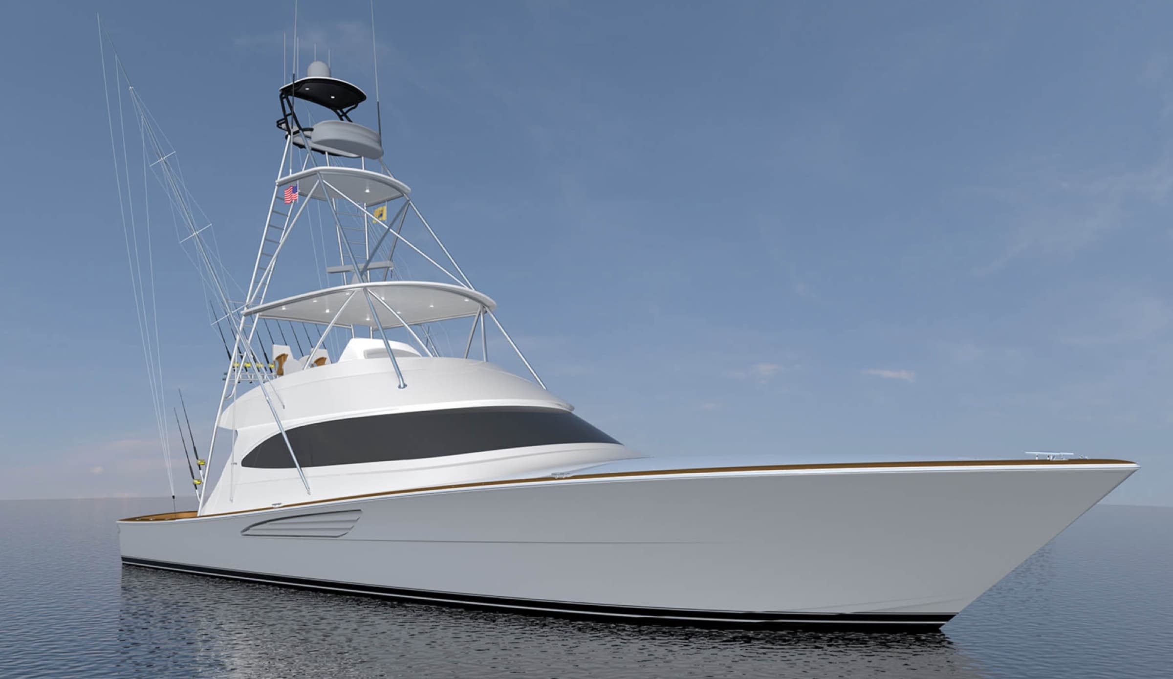 Big Daddy's — the Viking 64 broadside on glassy Gulf water
